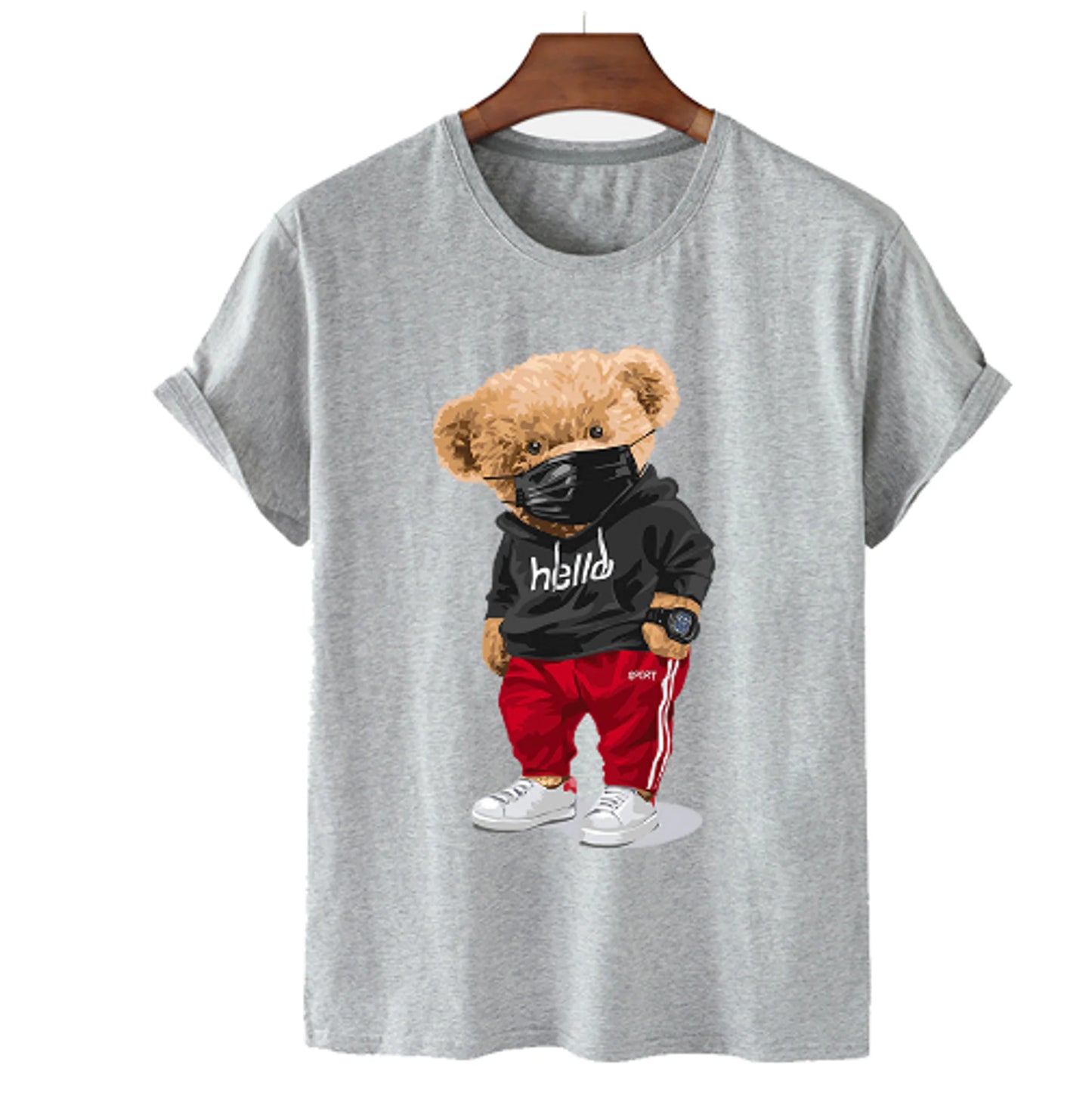 Bear Print Men's Cotton T-Shirt