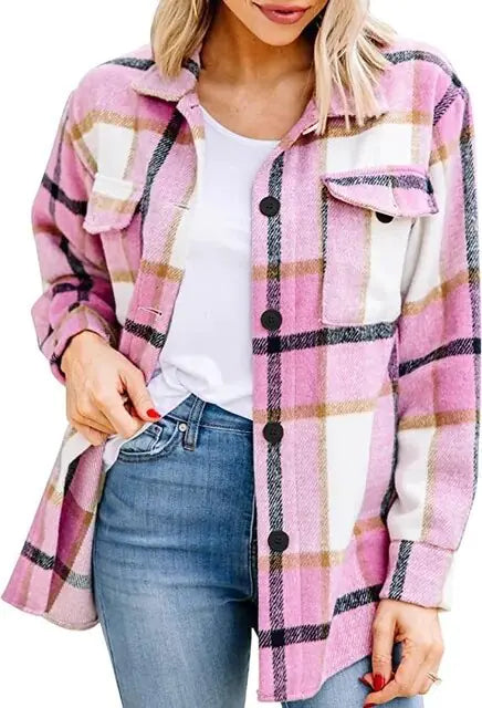 Vintage-Inspired Plaid Woolen Jacket