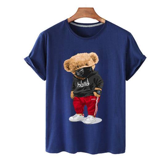 Bear Print Men's Cotton T-Shirt