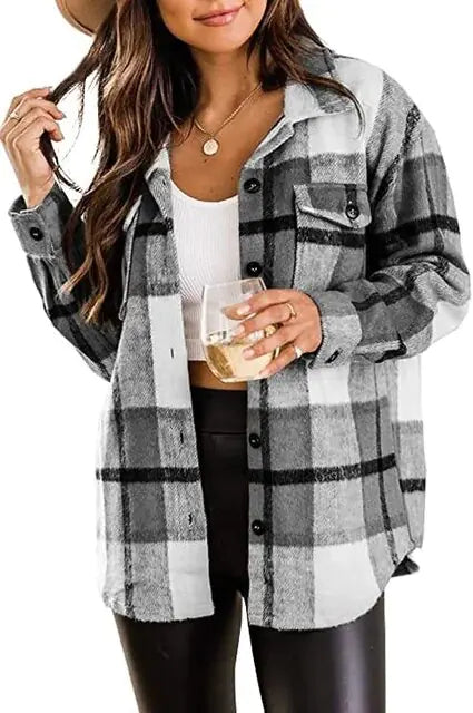 Vintage-Inspired Plaid Woolen Jacket