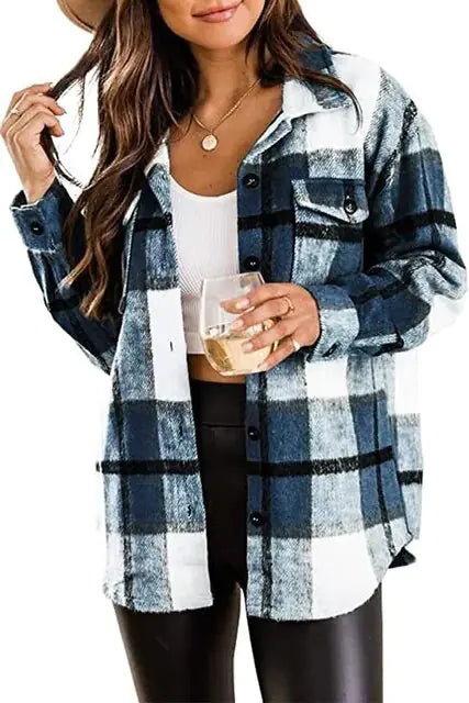 Vintage-Inspired Plaid Woolen Jacket