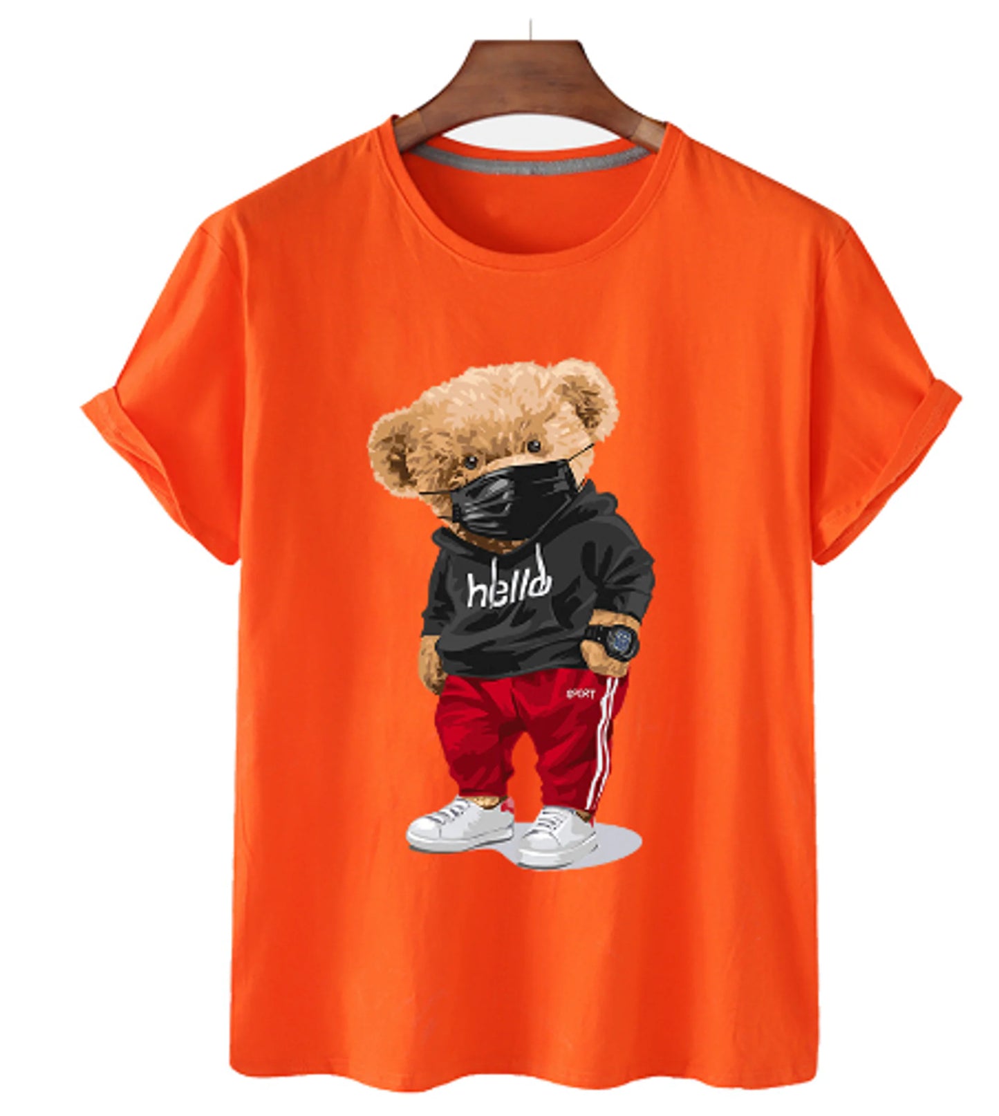 Bear Print Men's Cotton T-Shirt