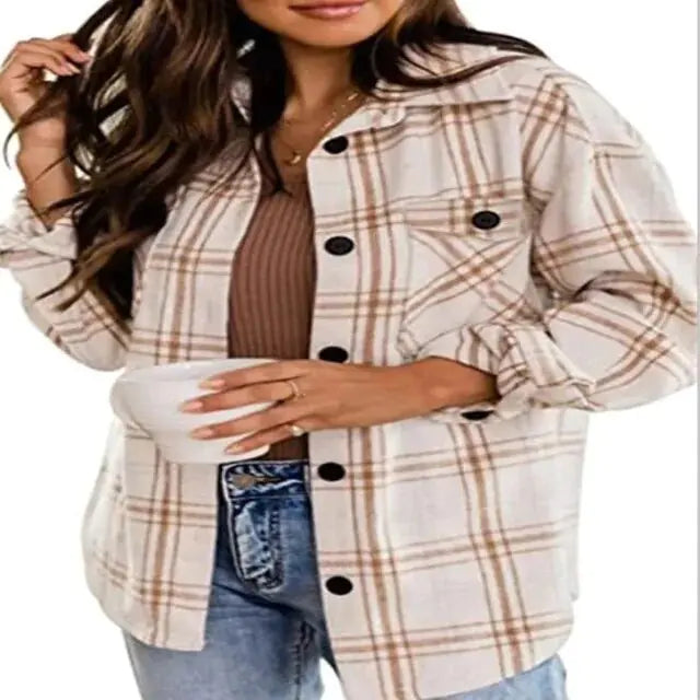 Vintage-Inspired Plaid Woolen Jacket