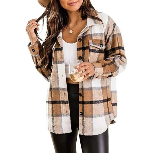 Vintage-Inspired Plaid Woolen Jacket